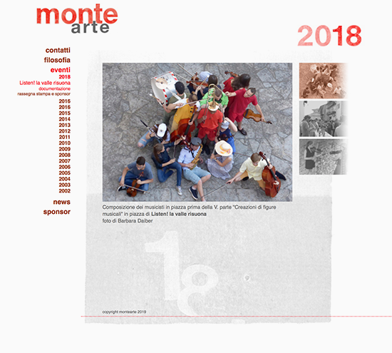 Rubrik, 2018, der Website des Kunstvereins MonteArte