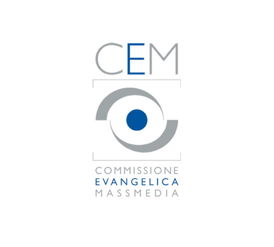 Vertikale Variante des CEM (Commissione evangelica Massmedia) Logos