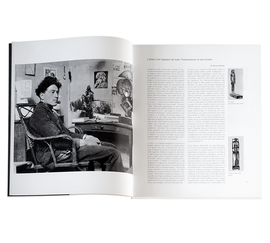 Doppia pagina della monografia d'arte Alberto Giacometti, Museo d'Arte Mendrisio